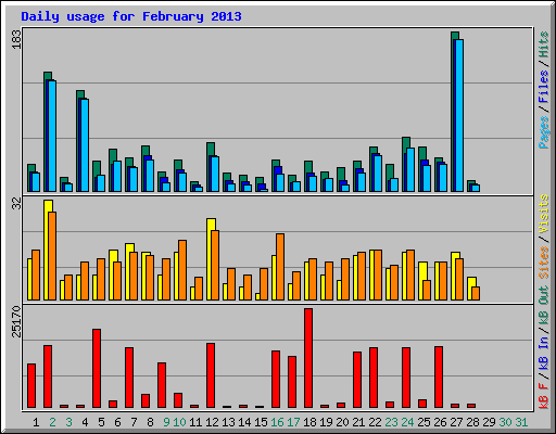 Daily usage for February 2013