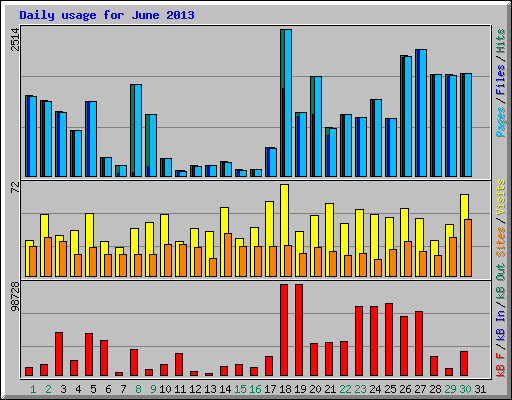 Daily usage for June 2013
