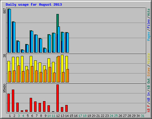 Daily usage for August 2013
